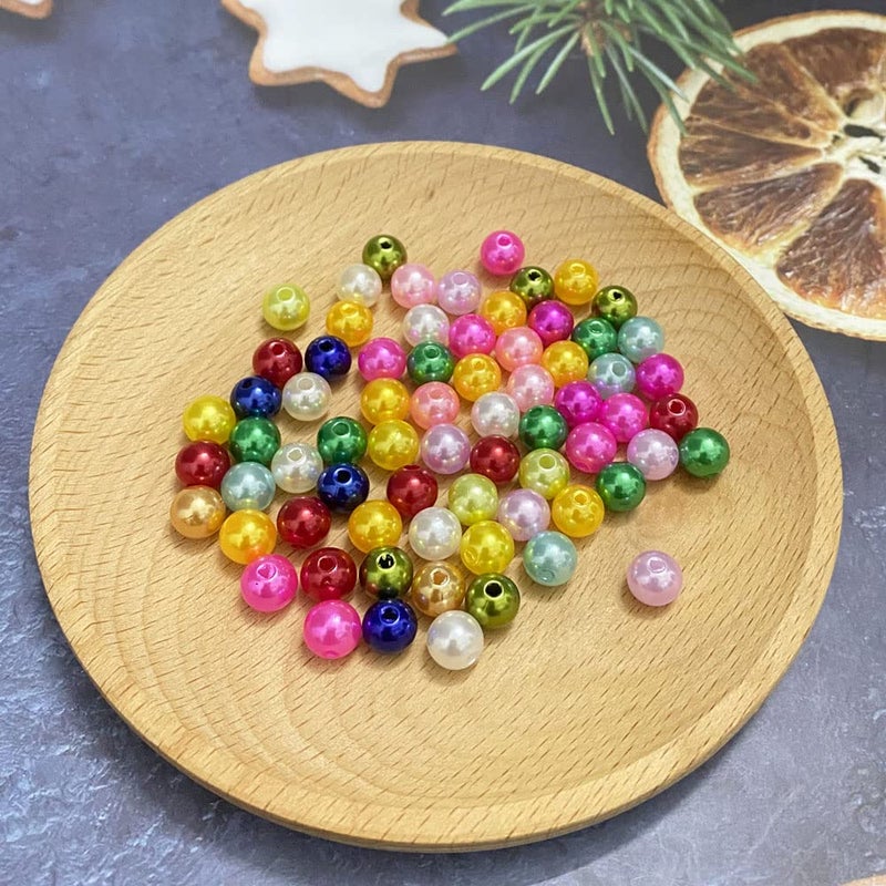 Honkoolly Pearl Beads 300 Pcs Craft Beads Loose Pearls 8mm Round Spacer Beads for Earring Bracelet Necklace Key Chains Jewelry DIY Craft Making Decoration and Vase Filler (8mm  Mix Colors) - Image 3